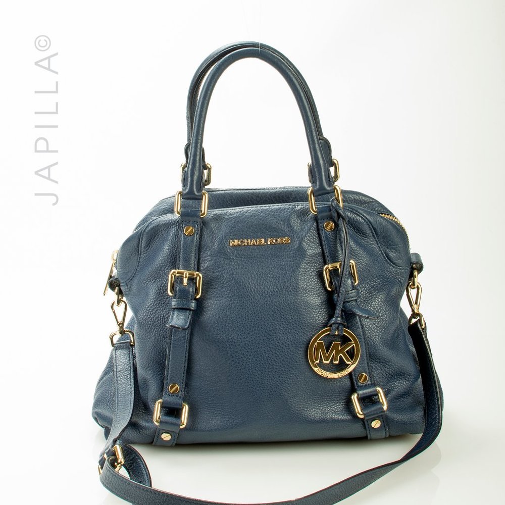 MICHAEL KORS BLUE LEATHER SATCHEL